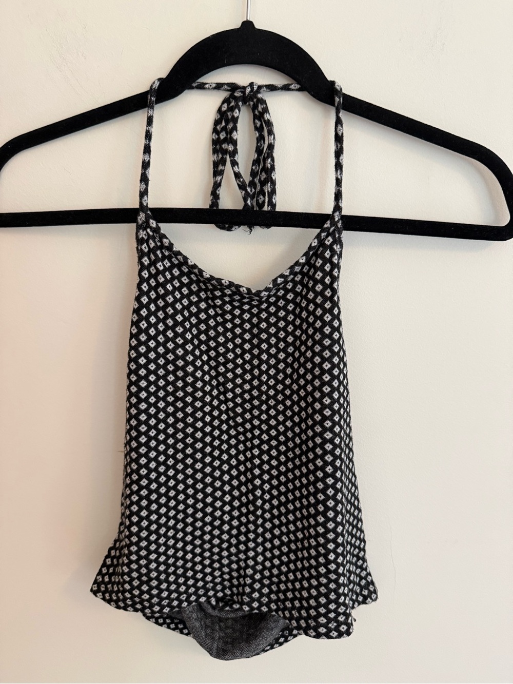 Brandy Melville Black & White Diamond Halter Top